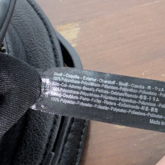 Anthropologie black and brass pebbled faux leather round evening purse - Picture 6 of 7